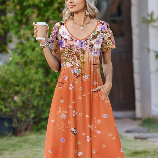 Casual Summer Dress 2026 Short Sleeve Dresses Pleats Midi A image 2