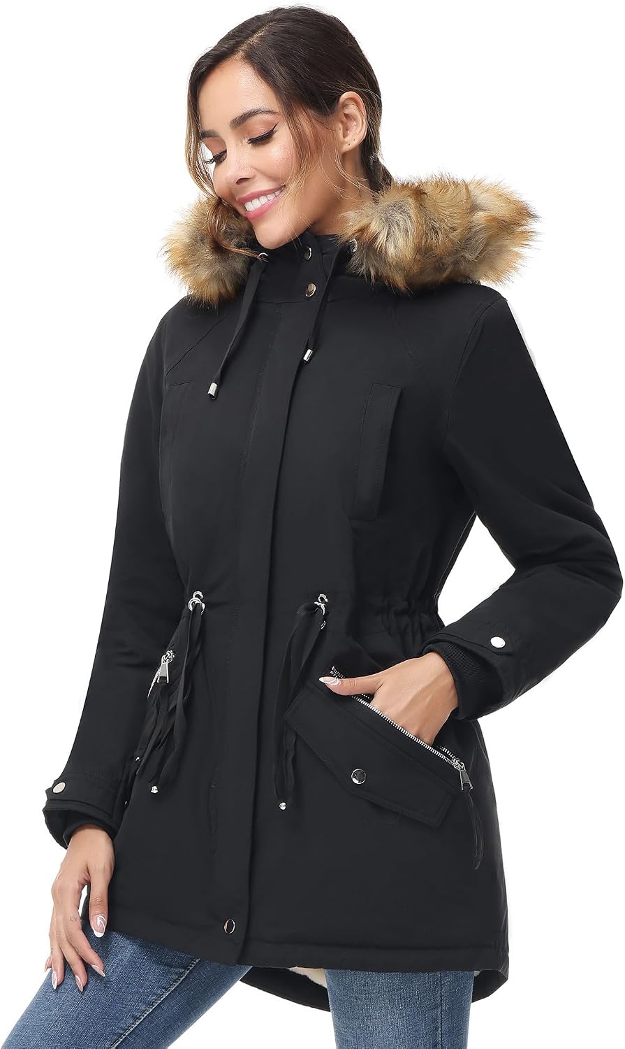 p02_1.jpg Hooded Winter Coat Waterproof Parka Jacket Warm Sherpa image 2