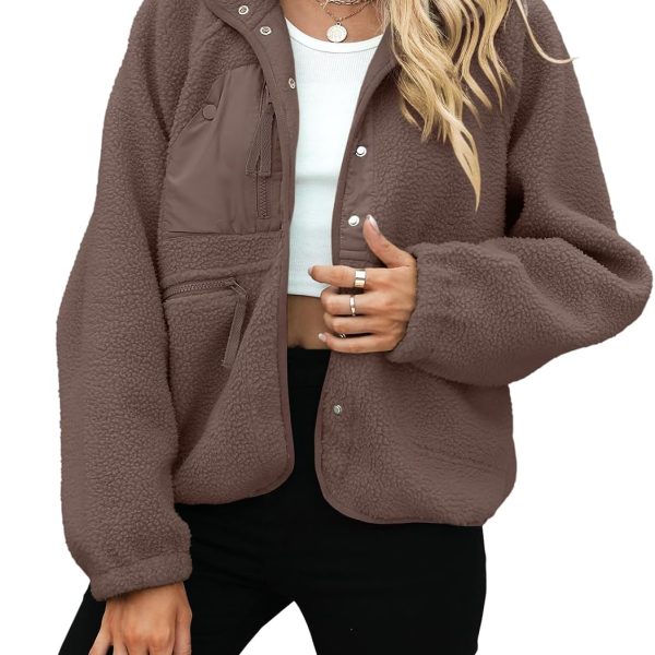 Yanekop Fleece Jacket Fuzzy Long Sleeve Short Winter Coats image 2