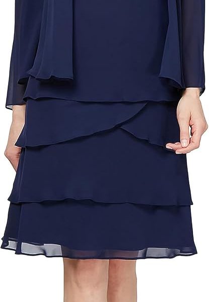 Petite Mother of The Bride Jacket Dress with Sequined Cut image 1