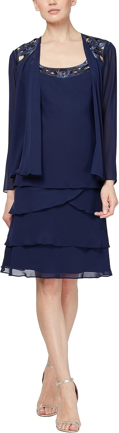 p06_0.jpg Petite Mother of The Bride Jacket Dress with Sequined Cut image 1