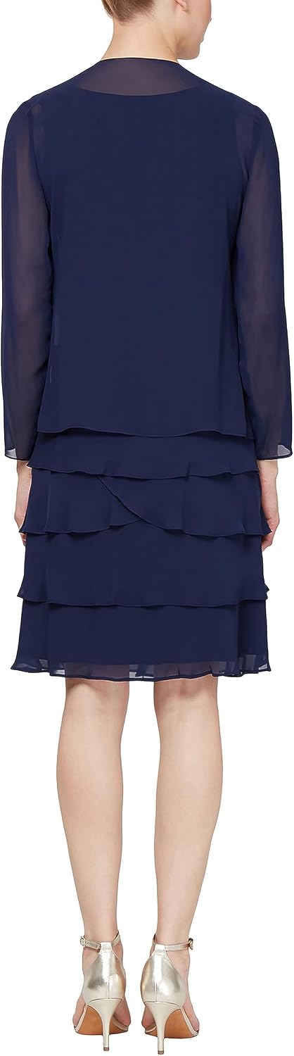 p06_1.jpg Petite Mother of The Bride Jacket Dress with Sequined Cut image 2