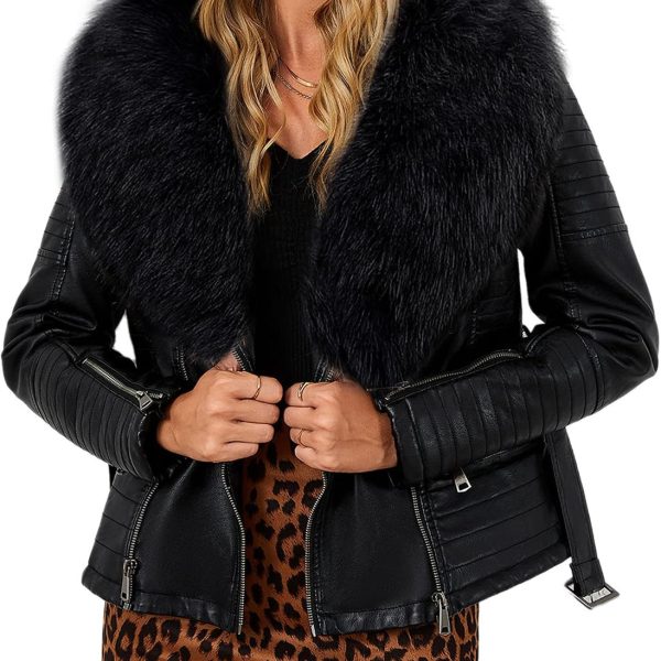 Faux Leather Jacket Moto Sherpa image 2